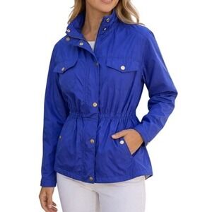 Peter Millar Mariana Rain Coat Jacket Womens S Purple Zip Snap Utility Travel